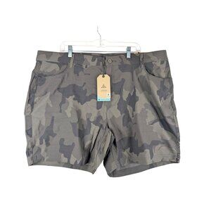 Prana Shorts Womens 22W Charcoal Camo Halle Short Plus II NWT